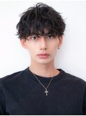 無造作ヘア/黒髪/ソフトツーブロック/センターパート