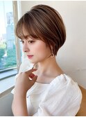 シースルーぱっつん前髪ショートボブ30代40代ひし形シルエット