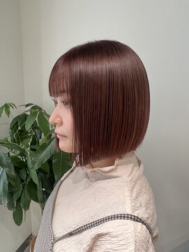 ラ ミュウ 八王子(LA.MIU) ピンクブラウン×ぱっつんボブ