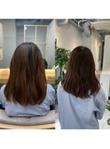 髪質改善　艶髪　ストレート　縮毛矯正　暗髪　韓国風　ロング