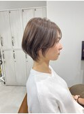 魅力倍増カールセミディシアーカラーダークアッシュショートヘア