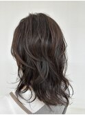 大人美人斜めバングくびれデジタルパーマ毛先丸み韓国パーマ