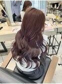ブリーチ無しピンクブラウン
