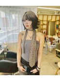 くびれボブ×デザインカラー×ハッシュレイヤーボブ
