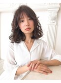 透明感フォギーベージュ☆フェイスライン◎ウェーブパーマ
