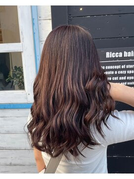 リッカヘアー(Ricca hair) 大人可愛い小顔セミロングデジタルパーマココアベージュ