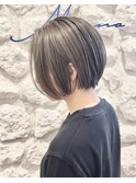 #ショートボブ#ケアブリーチ#グレージュ
