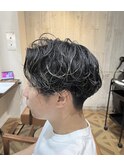 【明石】センターパートツーブロックフェードニュアンスパーマ