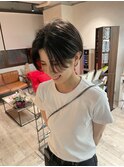 大人可愛い20代30代40代黒髪前下がりショートボブ丸みショート◎