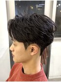 フェザーショート×ダウンパーマ/韓国ヘア/ダークアッシュ
