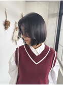 ボブストレート/アッシュブラック