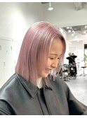 ウルフカットくびれヘアアプリコットオレンジハイライトカラー