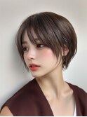 ショートボブくびれヘアアプリコットオレンジ20代30代40代50代