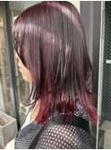 ブリーチなしダブルカラーのワインレッド
