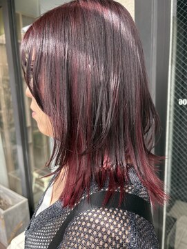 アコット(Acotto.) ブリーチなしダブルカラーのワインレッド