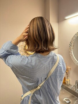 チャプター 問屋町(chapter) 外はねボブミルクティベージュダブルカラー髪質改善ケアブリーチ