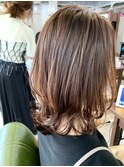 【添田】結べるウルフくびれヘアチェリーブラウンレイヤーボブ