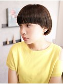 アッシュブラック/黒髪/ミニボブ/小顔ショート/センター北