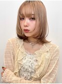 シルキーベージュ 内巻き外ハネパーマ フェイスレイヤーボブt721