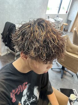 フリー(FREE) 波巻きパーマ×ハイライト