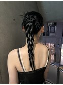 bibito ヘアアレンジ　タイトなヘア　ヘアセット　黒髪ロング