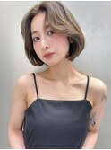 韓国風ボブ/タンバルモリ/タッセル/かきあげ前髪/デザインカラー
