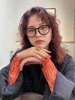 セーヌプラス(CEINE+)&nbsp;ワインレッドアプリコットオレンジブリーチなしレイヤーパーマ