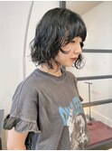 デジタルパーマ ダークアッシュ　ショートパーマ 前髪カット