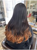 テールカラーグラデーションレイヤーカットオレンジブリーチ
