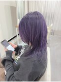 ウルフカット×ラベンダーパープル