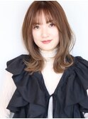 ミディアムレイヤー/髪質改善/ヘアカラー/ヘーゼルベージュ
