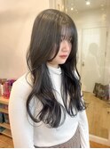 ダークグレージュ アッシュブラック レイヤーカット 韓国ヘア
