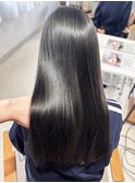 髪質改善 黒髪 縮毛矯正 アッシュグレー 暗髪 艶髪 20代