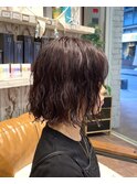 ボブパーマ×ワインレッド！