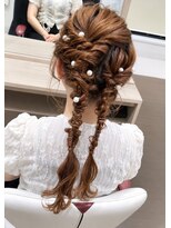 アース いわき店(HAIR&MAKE EARTH)&nbsp;編み込みツインアレンジ×パールヘアセット