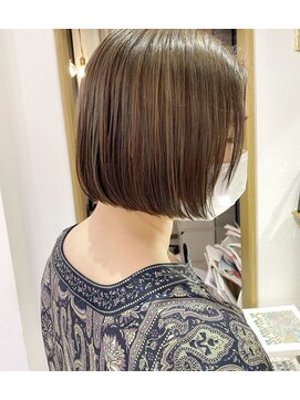 ロンドアベニール 北千住(Lond avenir) アゴラインのショートボブ サンドベージュ 西田大樹