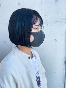 アチーブ ヘア デザイン(achieve hair design) 大人可愛い丸みミニボブ 小顔 ナチュラル黒髪暗髪寒色系