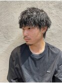 ツーブロックマッシュ波巻きツイスパ