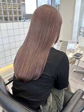 サンクプロジェクト(cinq PROJECT) 韓国風顔周りレイヤーカットミルクティーベージュブラウンカラー