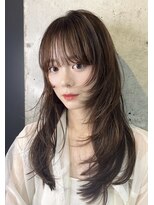 ヌイ 横浜(nui) レイヤー/くすみブラウン_黒髪小顔オリーブグレーココアベージュ