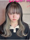 前髪インナーカラーグレージュ！