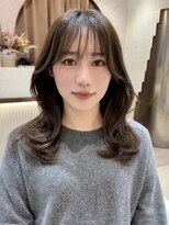 イメチェン外ハネボブ美髪ワイドバングミディアムレイヤーカット
