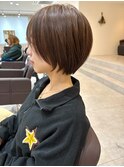 丸みショート/マロンベージュ/丸みショートボブ/くすみベージュ