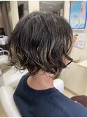 インナーハイライト×スパイラルパーマ