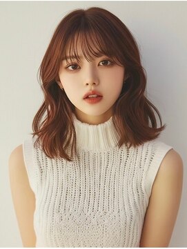 アージュ 久留米ゆめタウン店 ミディアムレイヤー ブラウン 韓国風レイヤーカット 20代