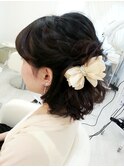 編みこみガーリーハーフアップ　ヘアセット