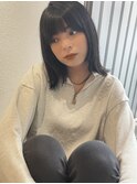 ナチュラル外ハネミディ アッシュグレージュ