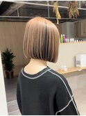 ピンクブラウン切りっぱなしボブ美髪くびれレイヤー小顔[西船橋]