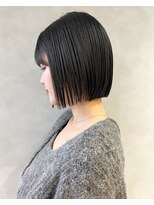 小顔ブルーブラック美髪イメチェンショートボブ髪質改善韓国池袋