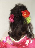 卒業式　ハーフアップ